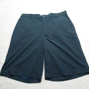 Nike‎ Golf Shorts Mens 34 Dark Green Check Dri-FIT Zip Fly Athletic Casual Chino